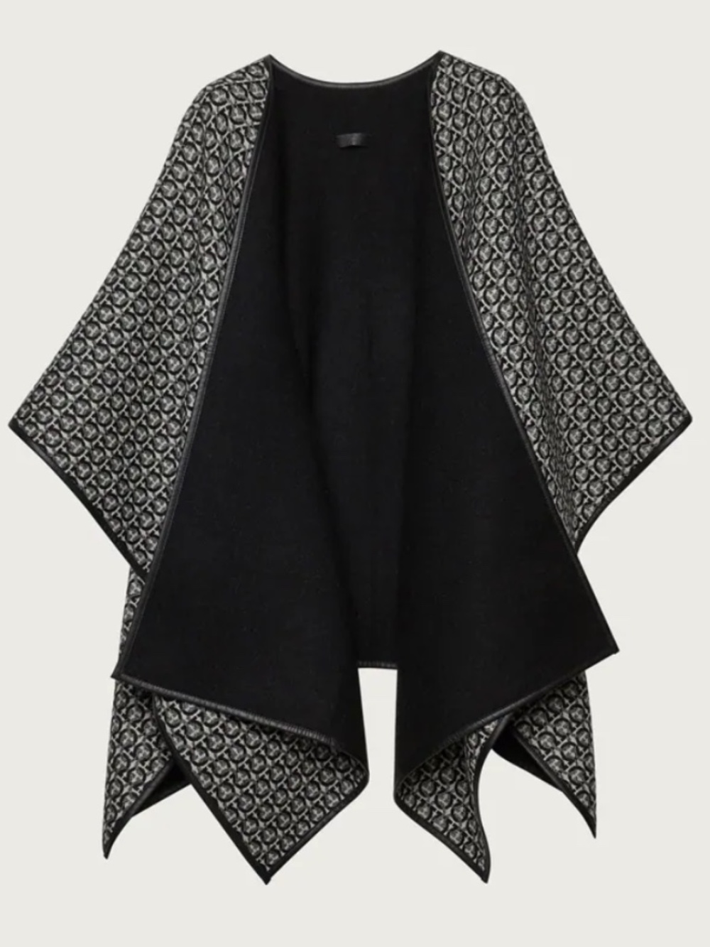 FERRAGAMO Gancini Cape in Wool & Calf Leather NWT